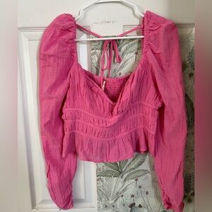 Free people bumble gum pink peasant top w/ wired breast